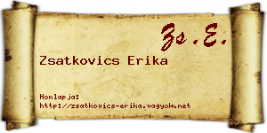 Zsatkovics Erika névjegykártya